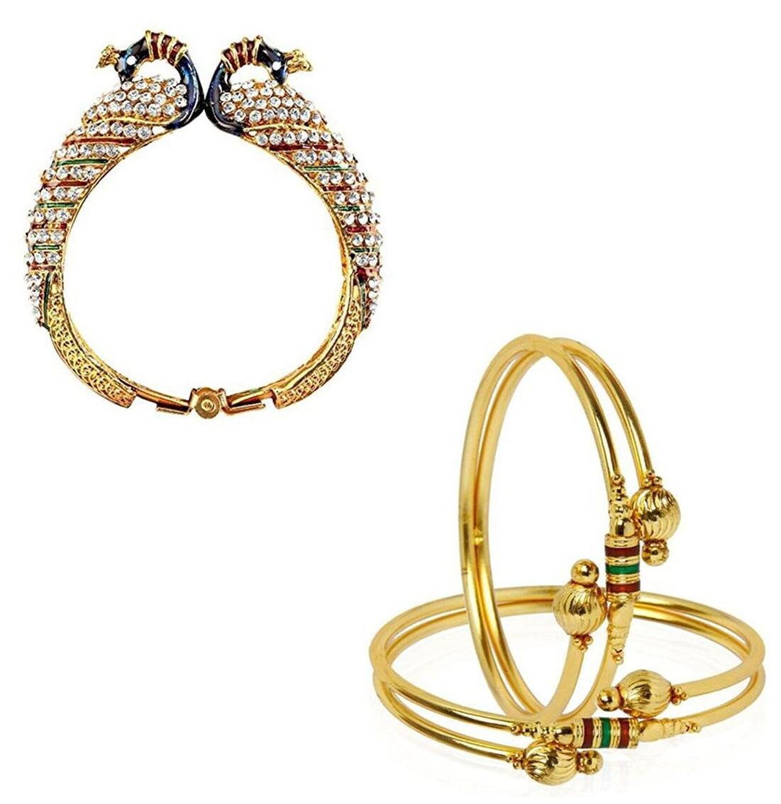 

Penny Jewels Party Wear Fashion Designer Unique Traditional Stone Latest Bangles Set With One Kada Set For Women Girls