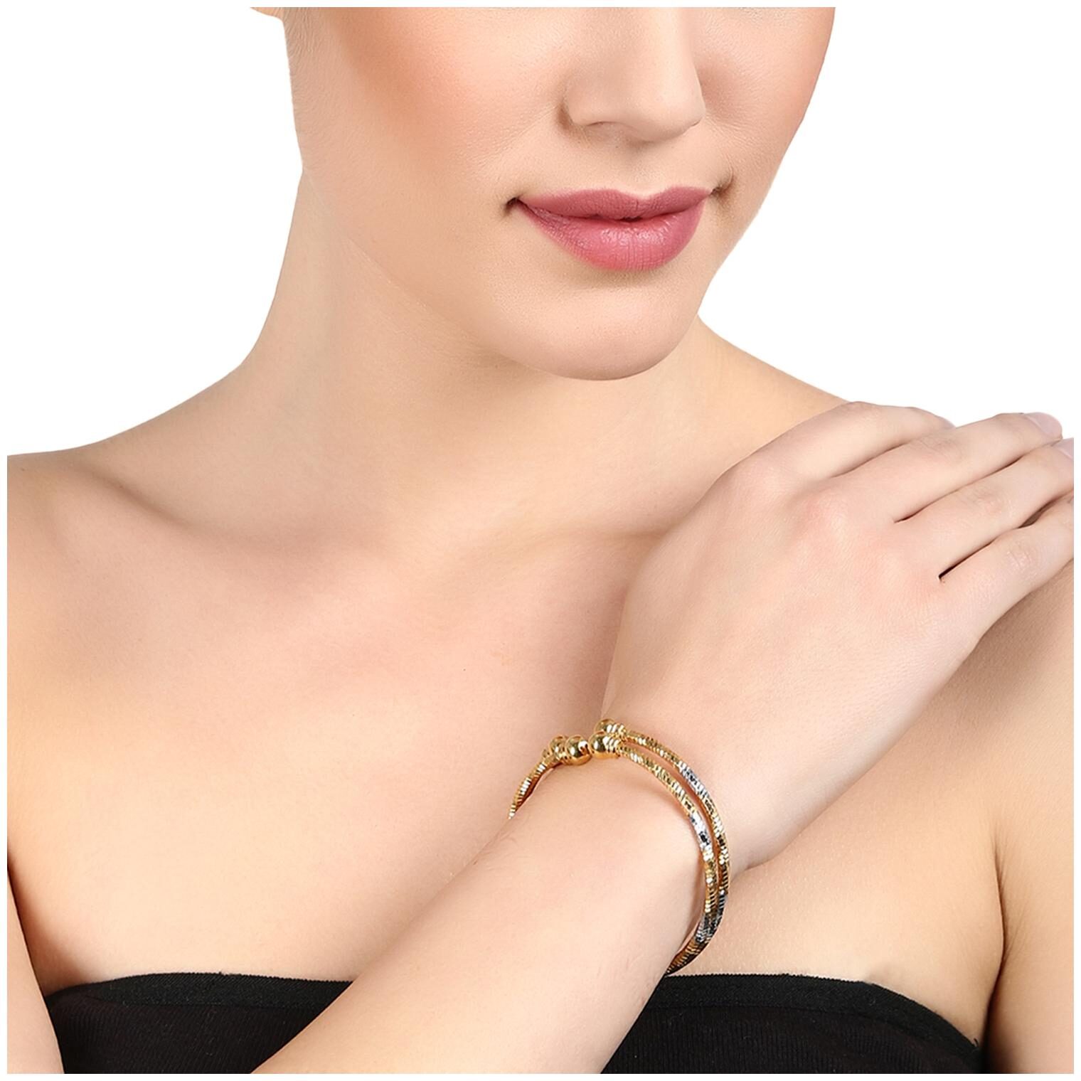 

Penny Jewels Alloy Party Wear Fancy Warranty Kada Set Adjustable (Pair Of 1)