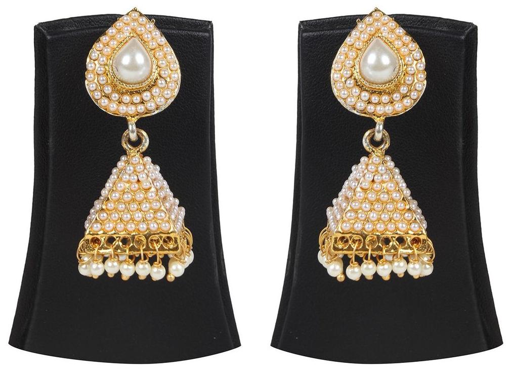 

Penny Jewels Alloy Party Wear Wedding Gold Plated Stylish Golden Jhumki Earring Set For Women Girls