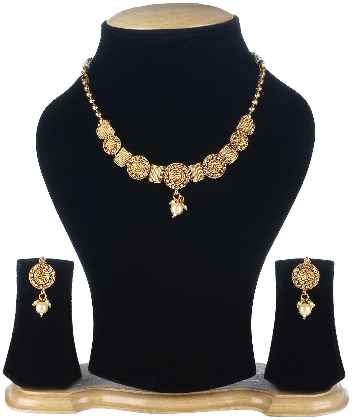 

Penny Jewels Alloy Gold Plated Party Wear Necklace Set Earring For Women Girls