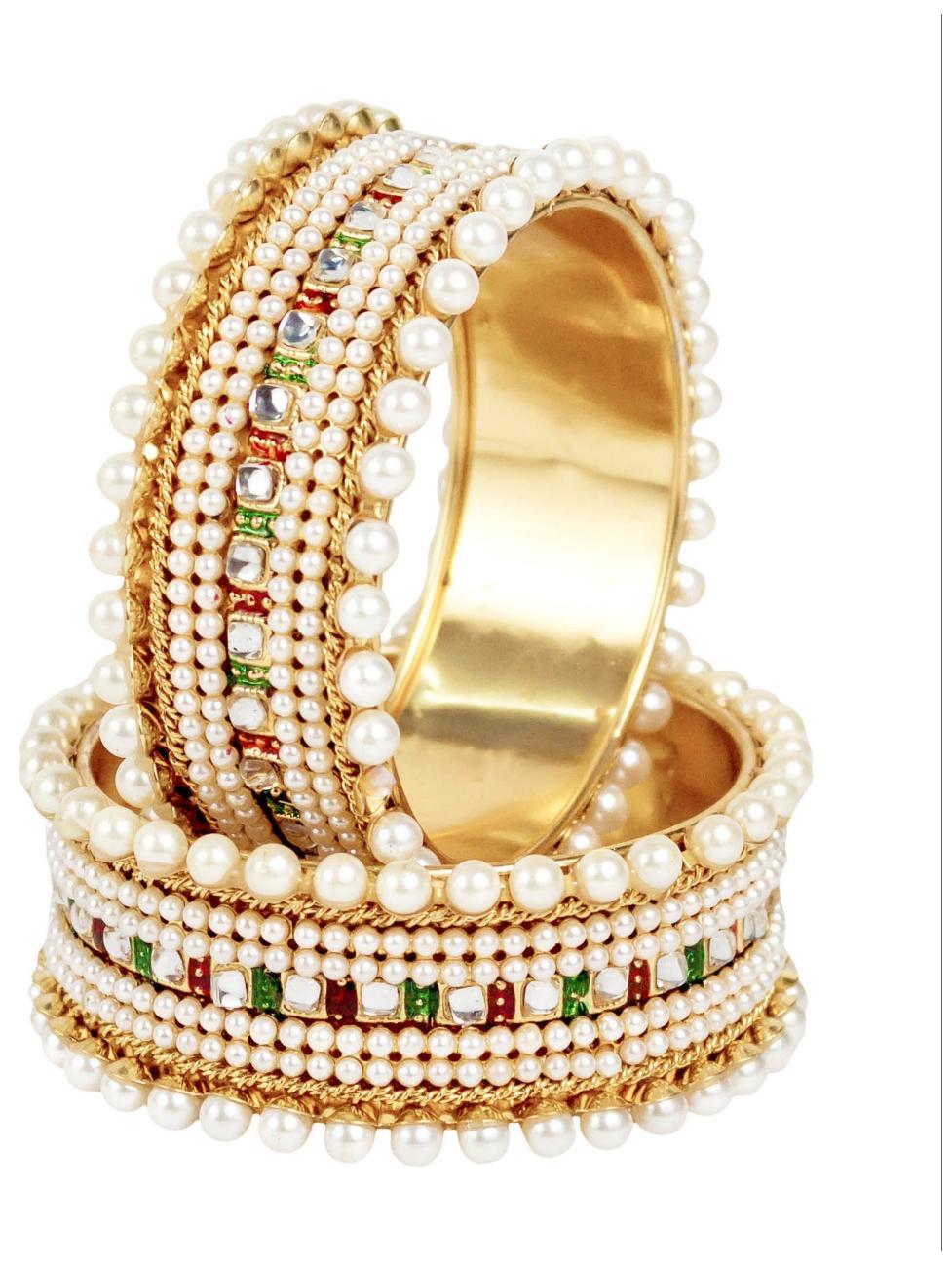 

Penny Jewels Gold Plated Alloy Pearl Designer Bangle Set