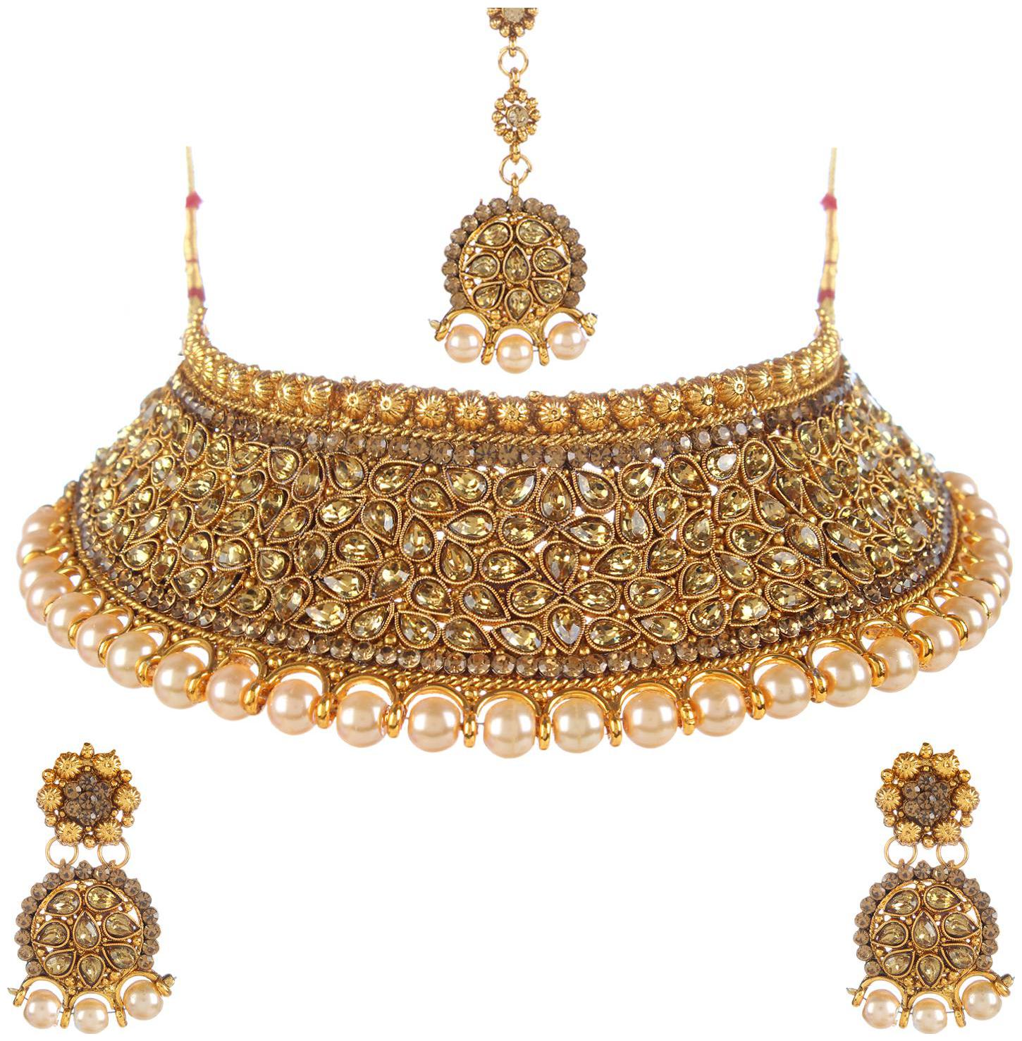

Penny Jewels Alloy Gold Plated Unique Bridal Jewellery Set