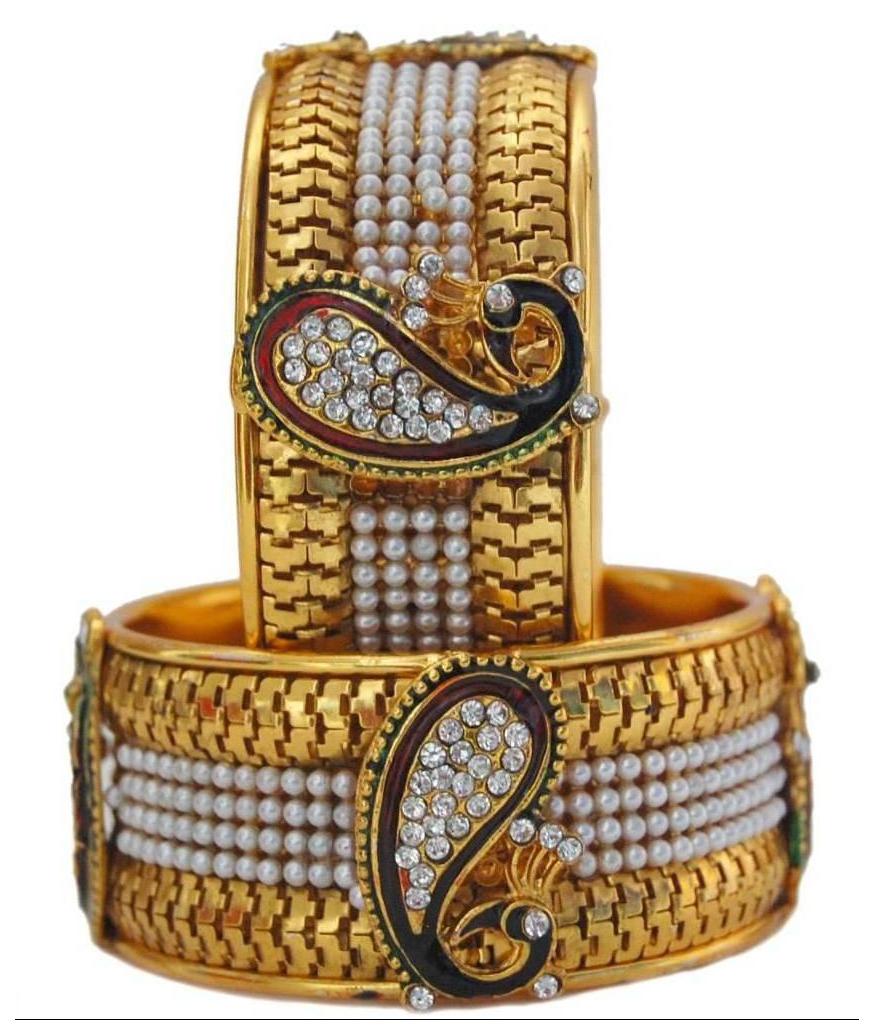 

Penny Jewels American Diamond Gold Plated Bangle Set