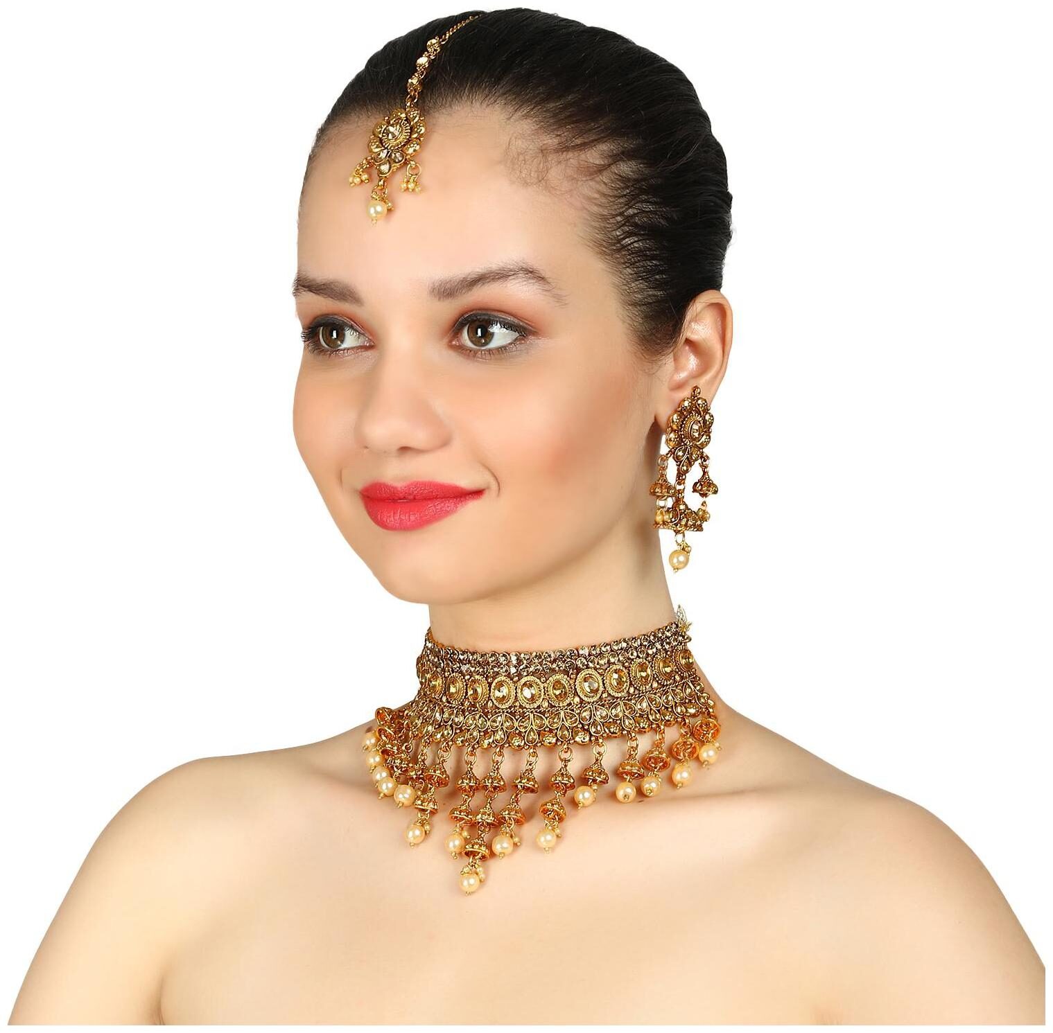 

Penny Jewels Alloy Gold Plated Unique Bridal Jewellery Set