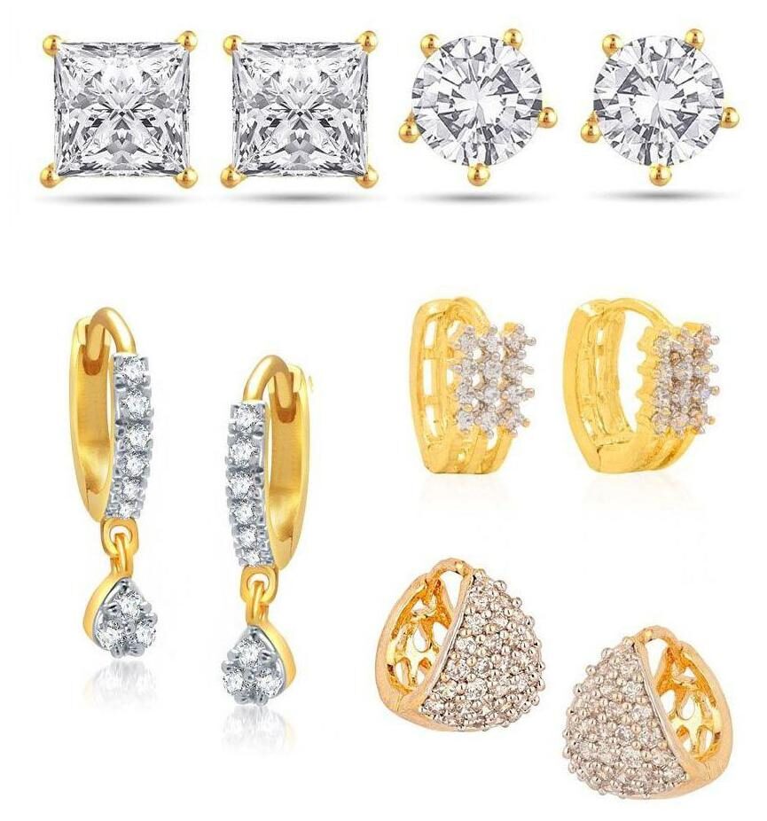 

Penny Jewels American diamond Combo of 5 Earring Set