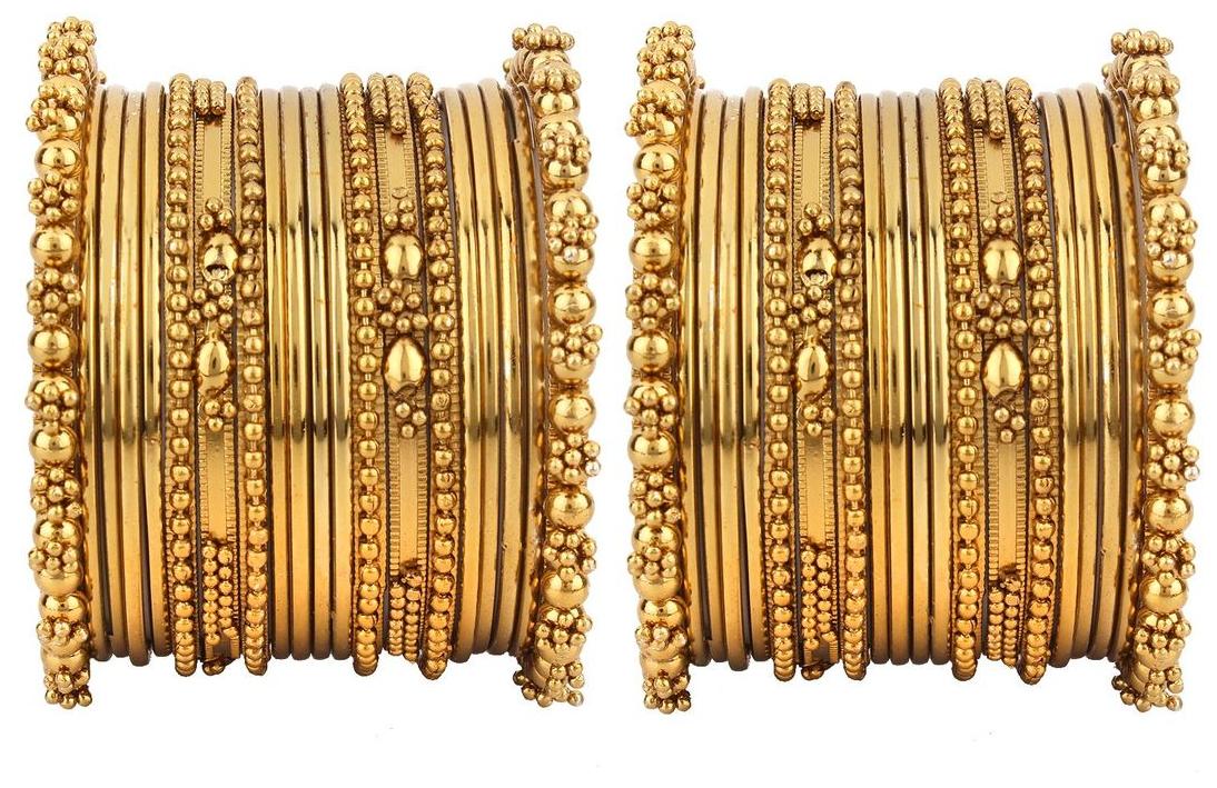 

Penny Jewels Alloy Party Wear For Wedding Latest Designer Golden Bangles Set For Women Girls (Pack Of 2)