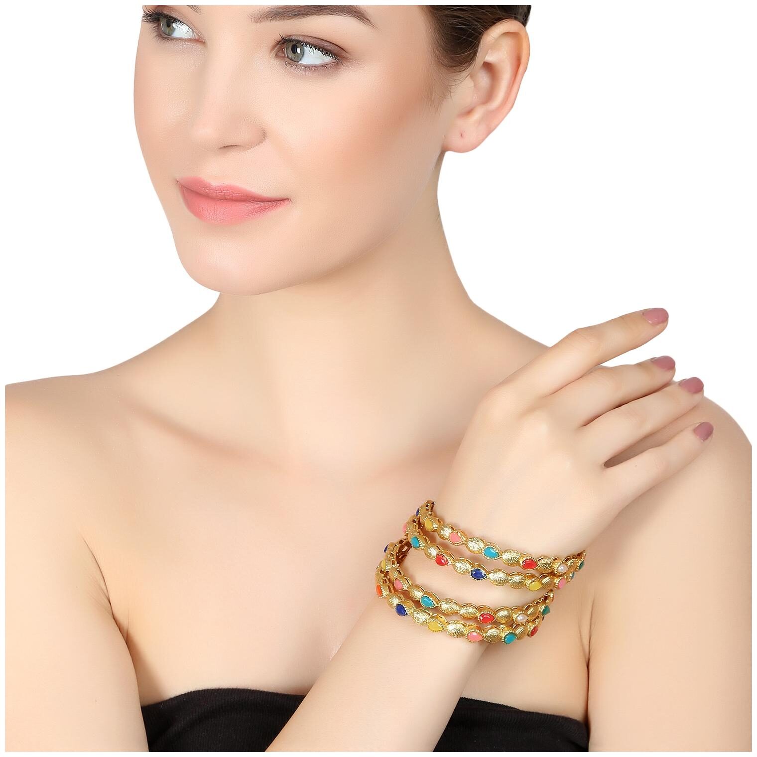 

Penny Jewels Alloy Fashion Designer Beautiful Bangles Set For Women Girls
