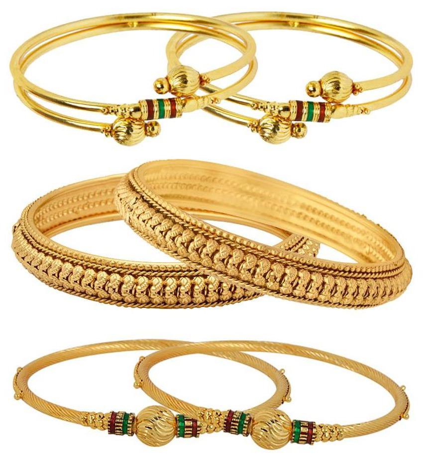 

Penny Jewels Designer Golden Bangle Set Pack Of 6 Peaces