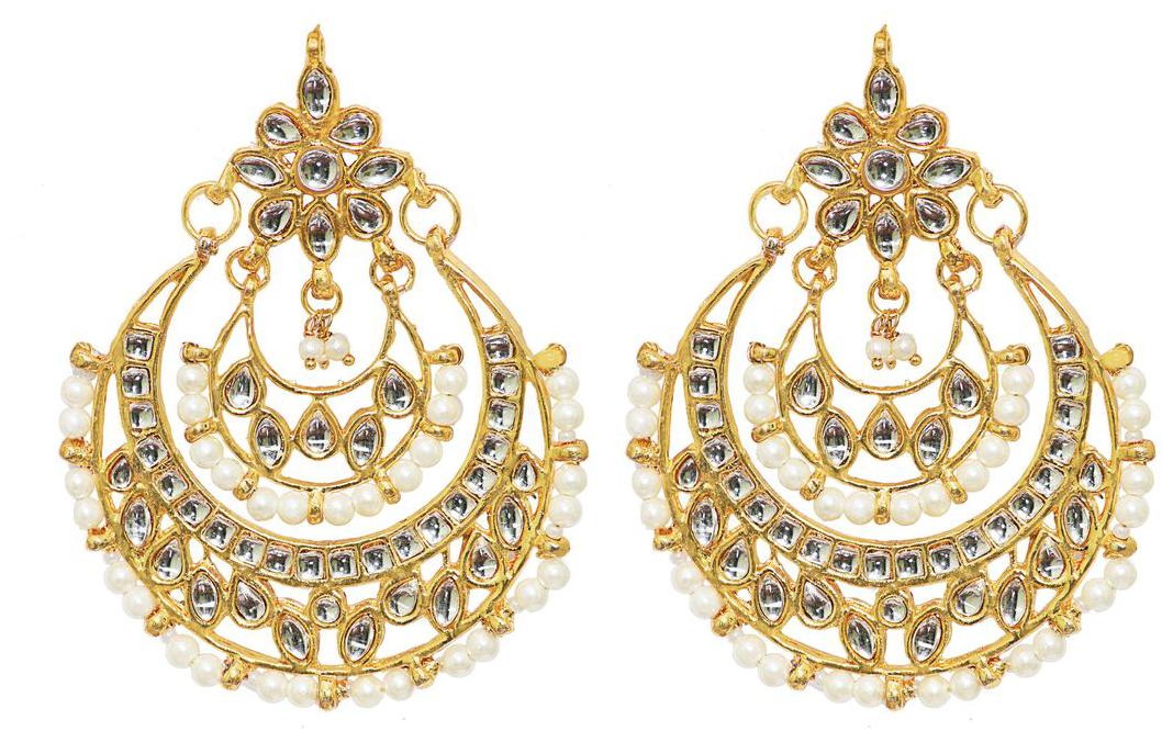 

Penny Jewels Alloy Cubic Zirconia Ethnic Party Wear Beautiful Fancy Chandbali Earring Set For Women Girls