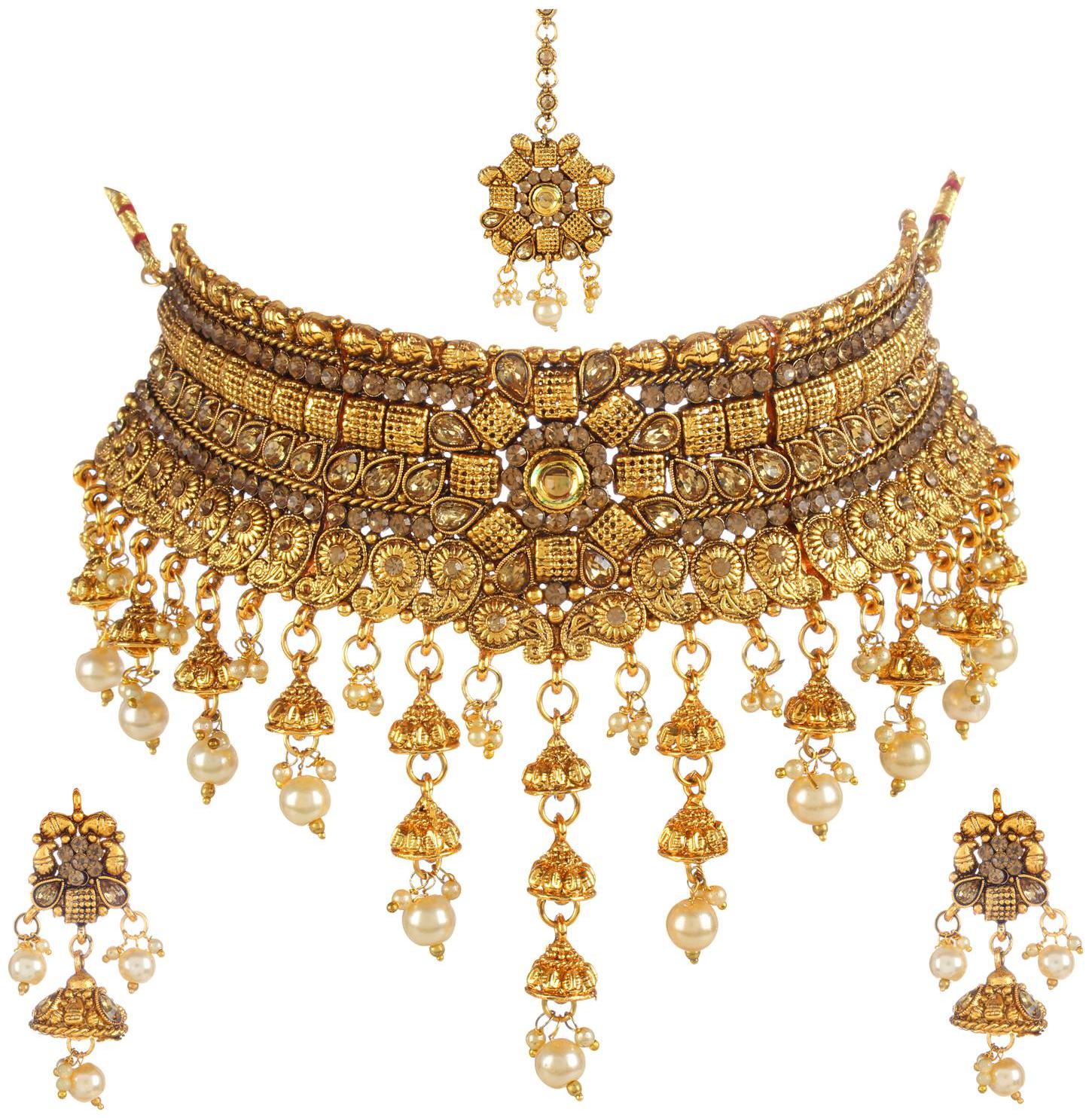 

Penny Jewels Alloy Gold Plated Unique Bridal Jewellery Set
