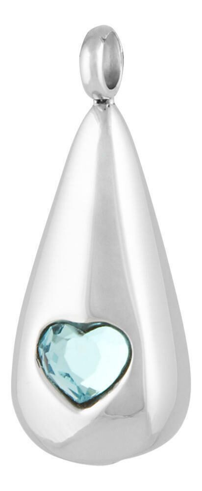 

Perfect Memorials Loving Tear Aquamarine Stainless Steel Cremation Jewelry
