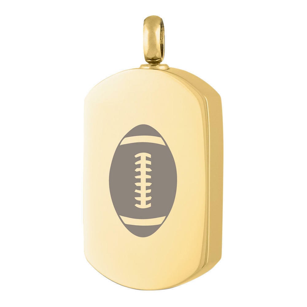 

Perfect Memorials Gold Football Dog Tag Stainless Steel Cremation Jewelry