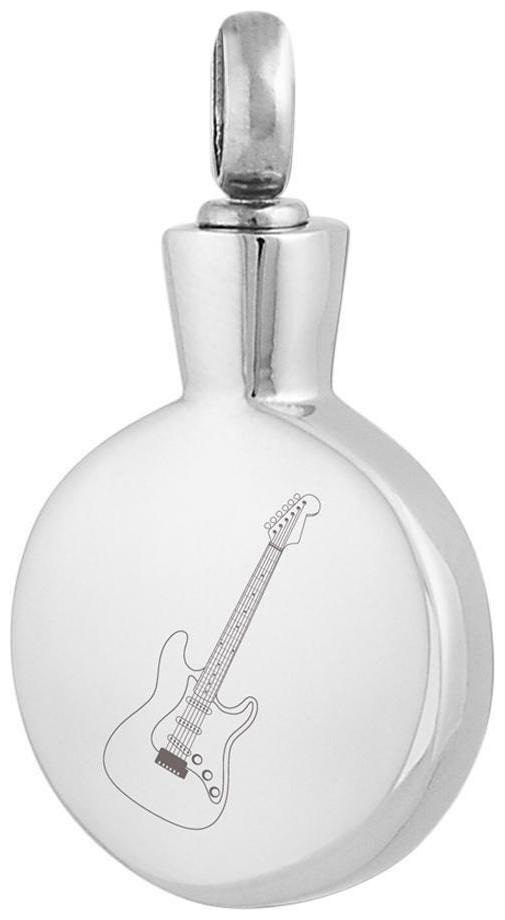 

Perfect Memorials Electric Guitar Round Stainless Steel Cremation Jewelry
