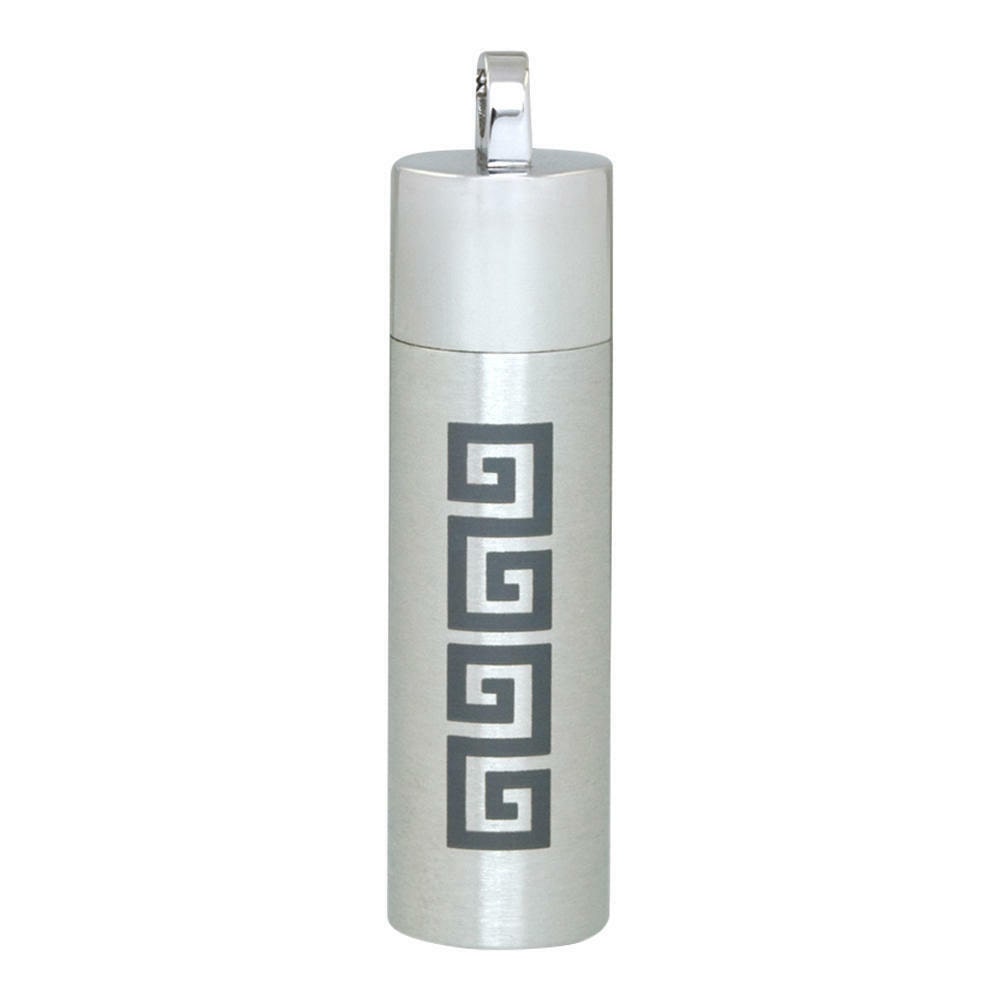 

Perfect Memorials Greek Key Cylinder Stainless Steel Cremation Jewelry