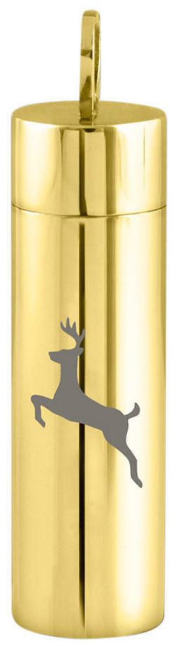 

Perfect Memorials Bounding Deer Gold Cylinder Stainless Steel Cremation Jewelry