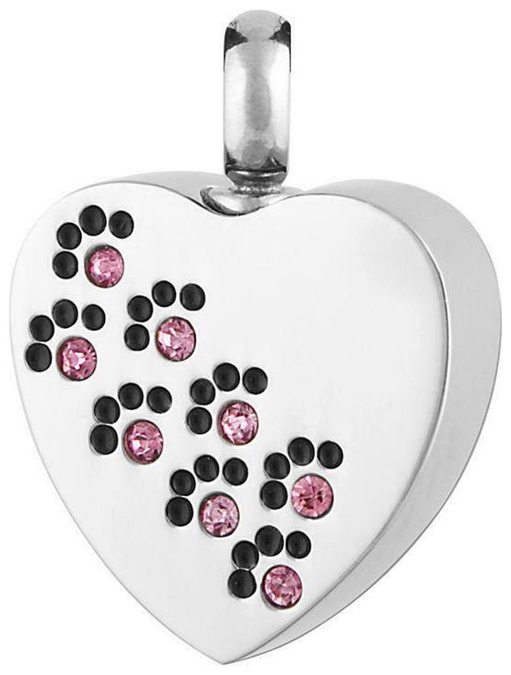 

Perfect Memorials Rose Zircon Paw Traces Stainless Steel Cremation Jewelry