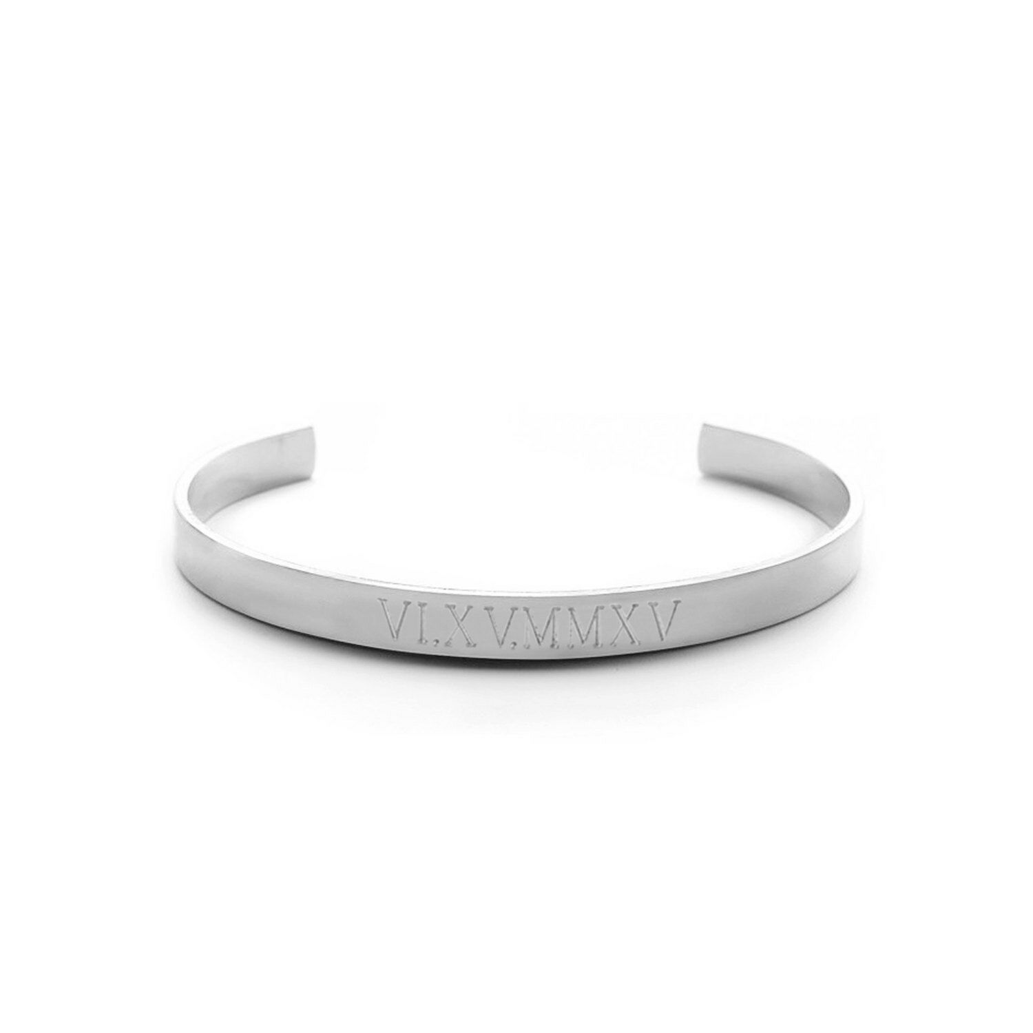 

Personalized Roman Numerals Cuff Bracelet in 925 Sterling Silver