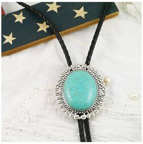 Phenovo Retro Antique Western Cowboy Necklace Necktie Turquoise Suit Shirt Bolo Tie