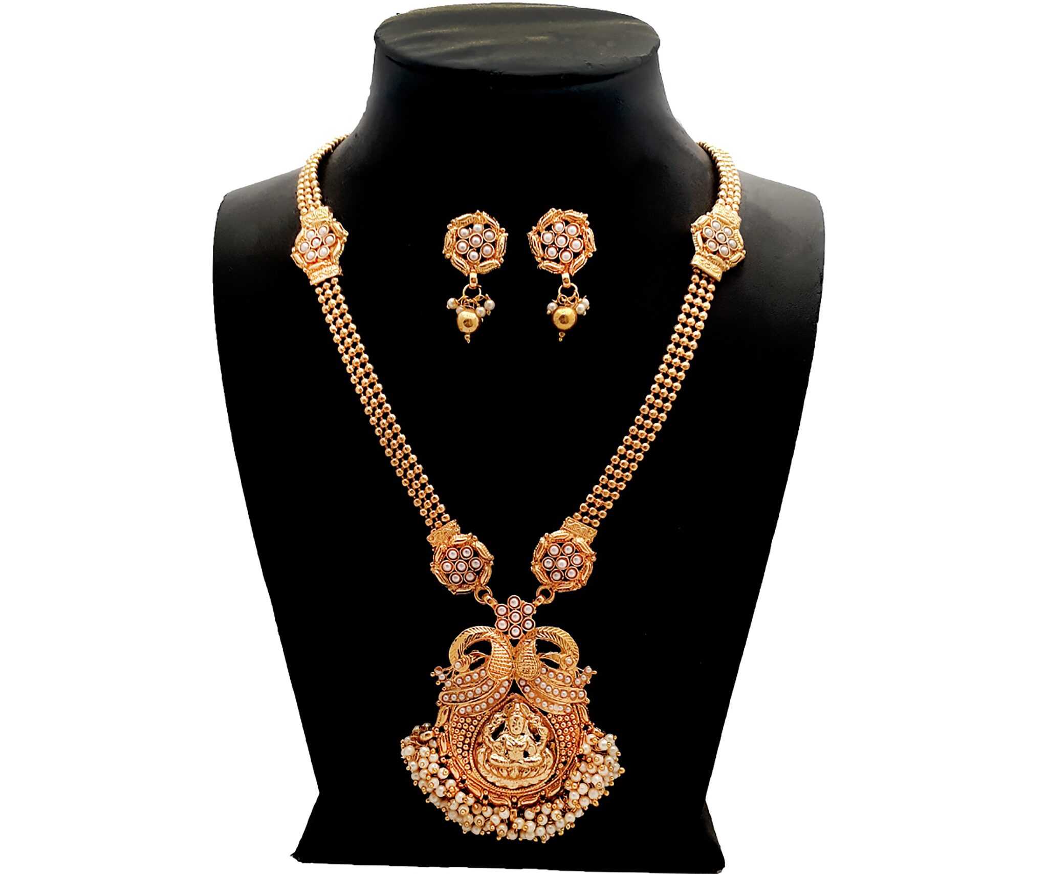 

Piah fashion Well-formed Laxmi Temple Pendant Long Artificial Antique Necklace Set for Women