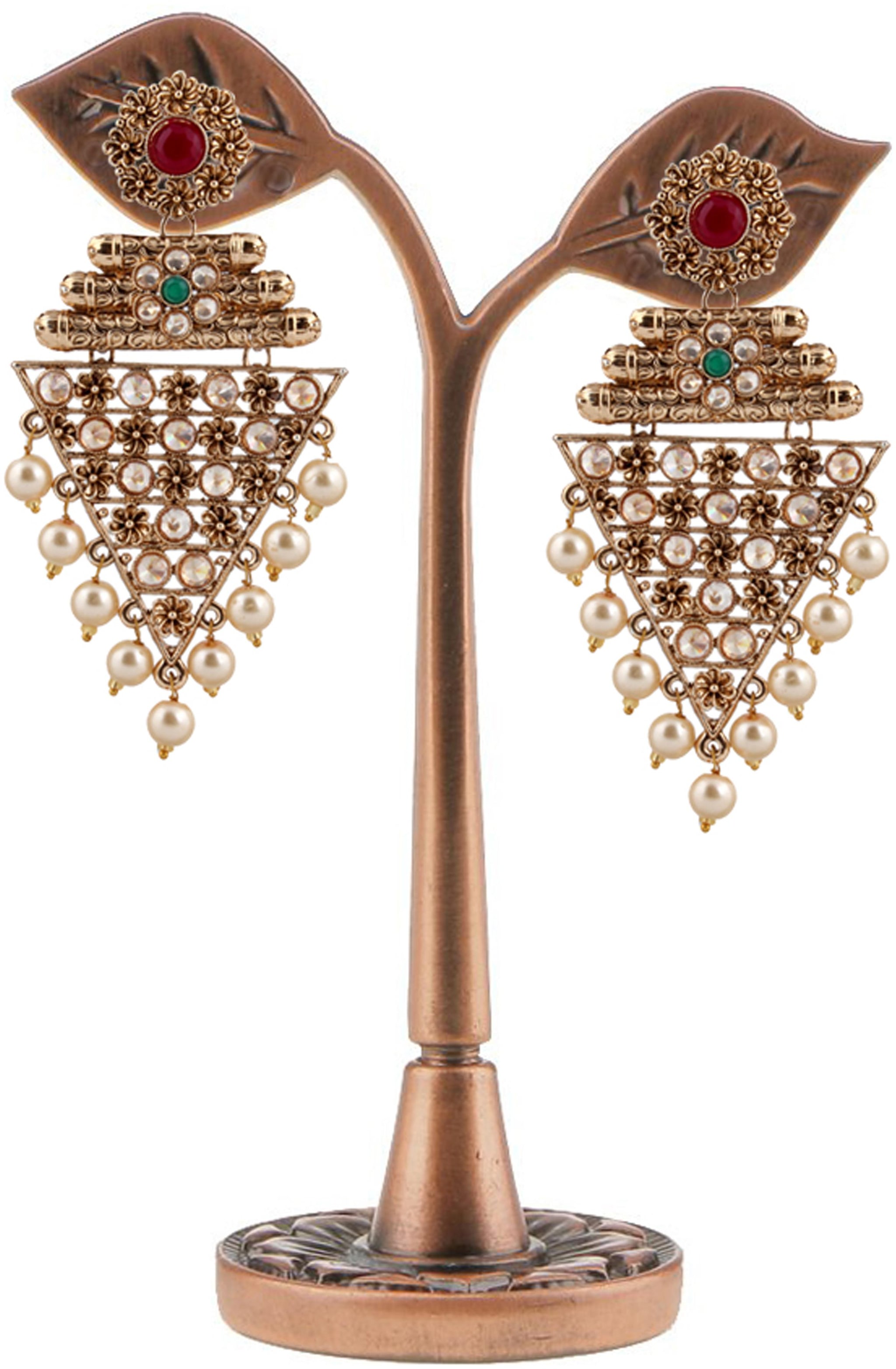 

Piah Fashion Gold Plated Trendy Green Color Party Wear Long Designer Dangler Earring for Womens And Girls