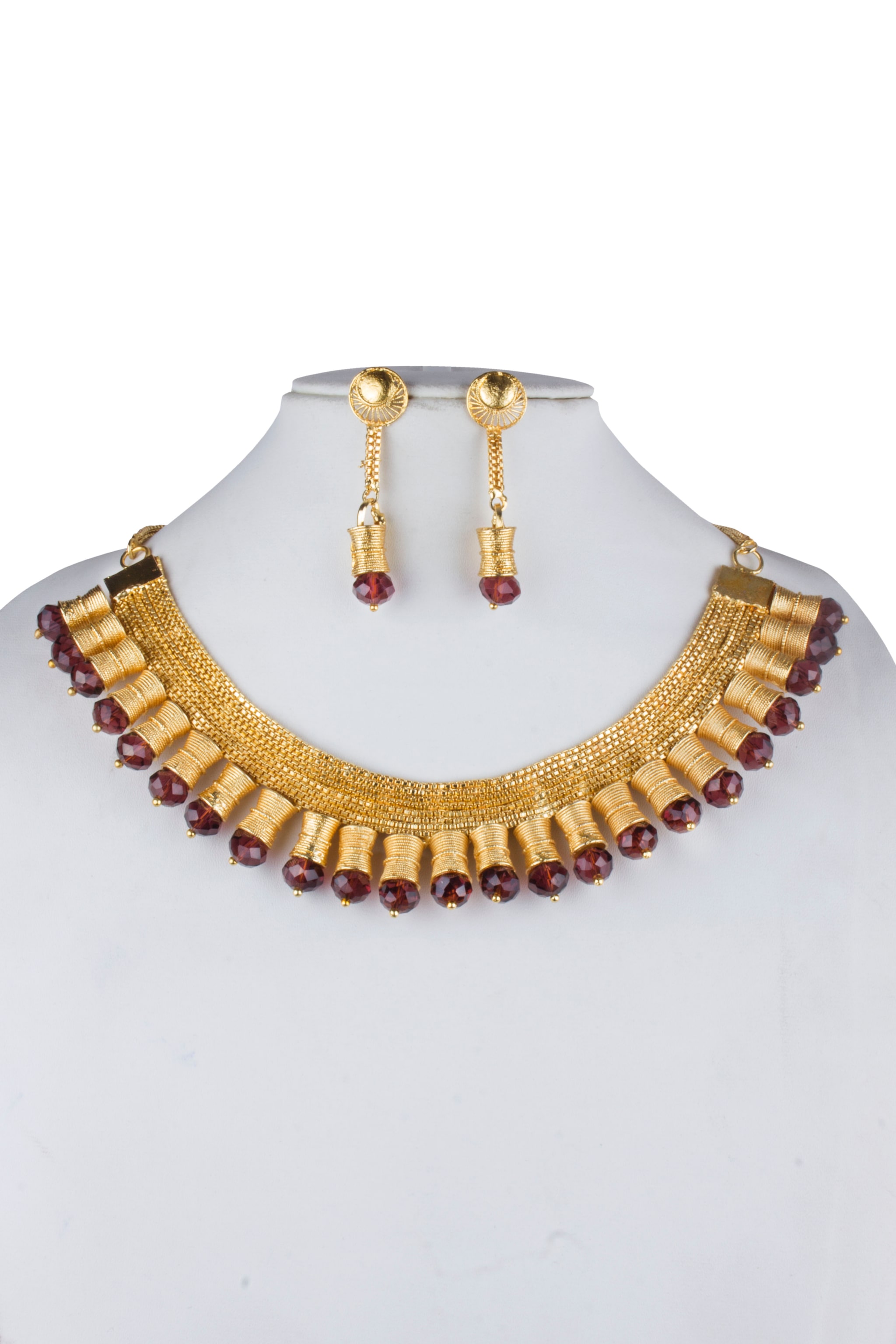

Piah Fashion Traditional Gold Plated Necklace Jewellery Set with Earrings for Women