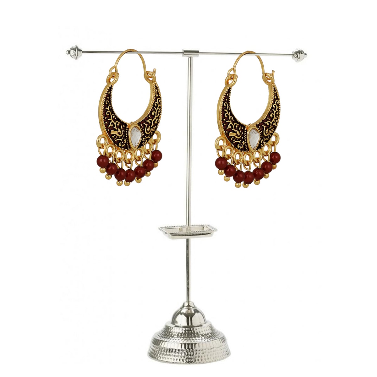 

Piah Fashion Refined Enamel Maroon Beads Earrings For Women