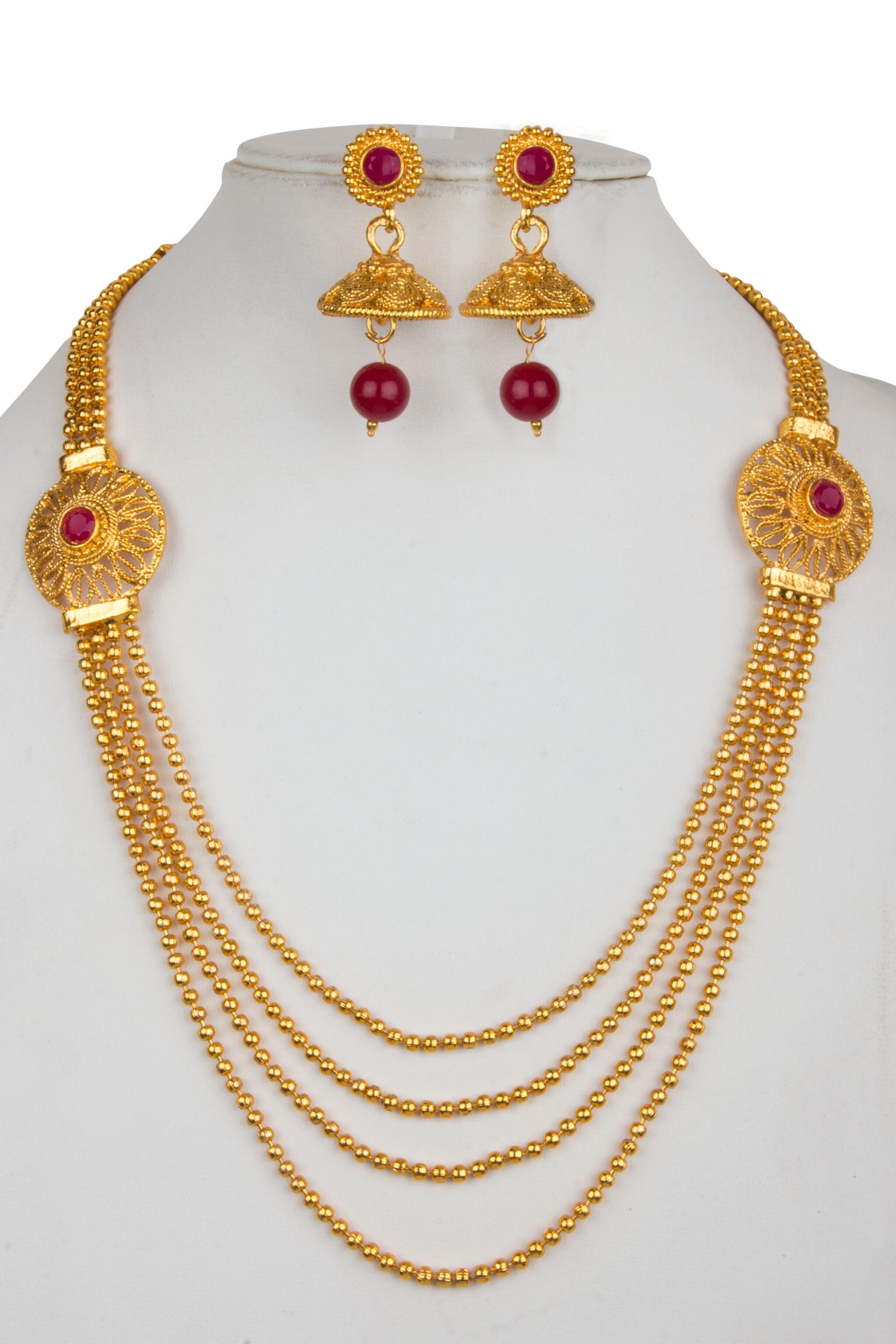 

Piah Fashion Kundan Maharani Temple Traditional Necklace Set for Party wear with Earrings for Women