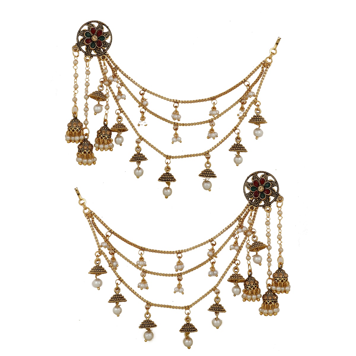 

Piah Gold Plated Bahubali Long Chain Jhumki Earrings For women