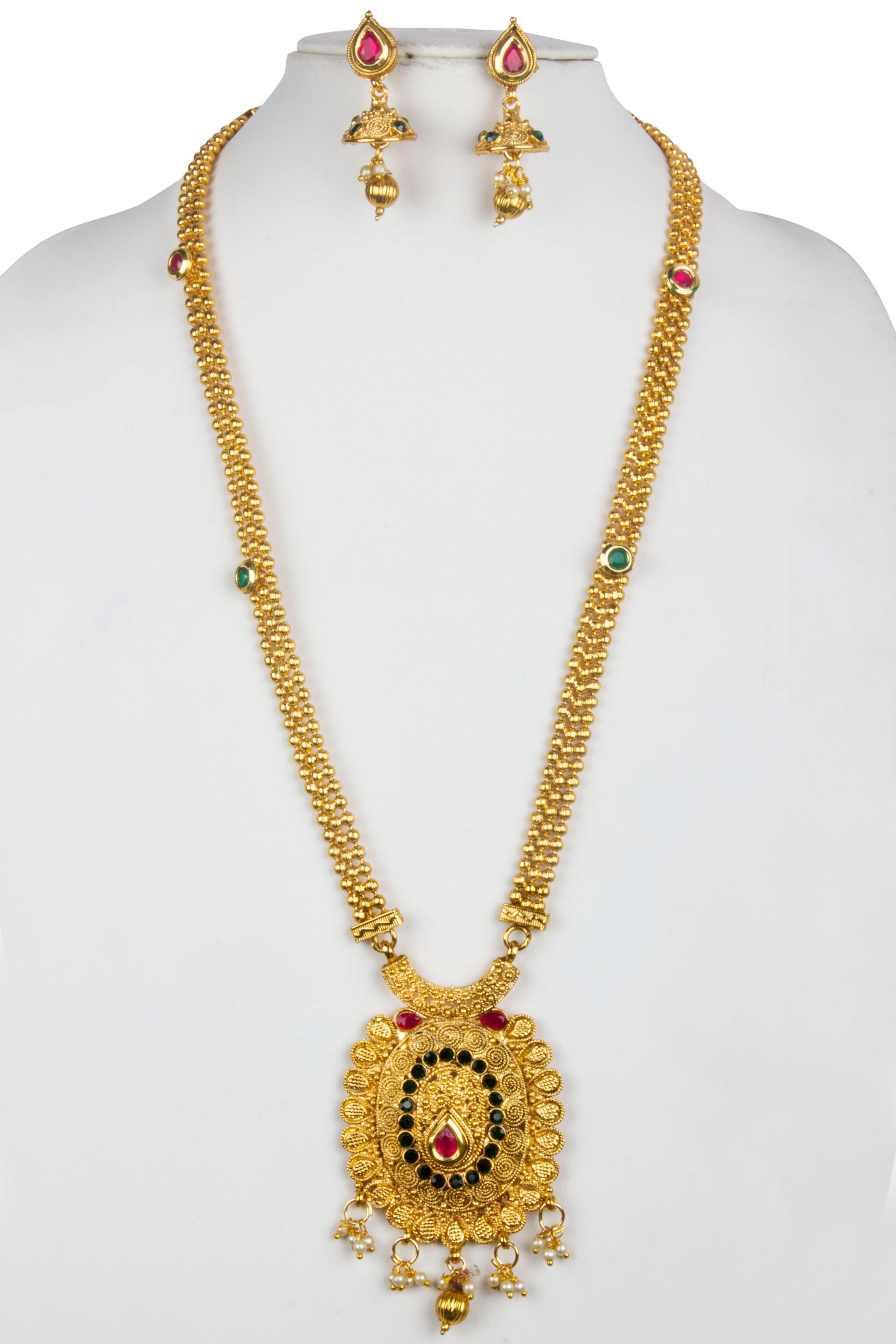 

Piah Jewellery Gold Plated Traditional Long Necklace Set For Womens And Girls
