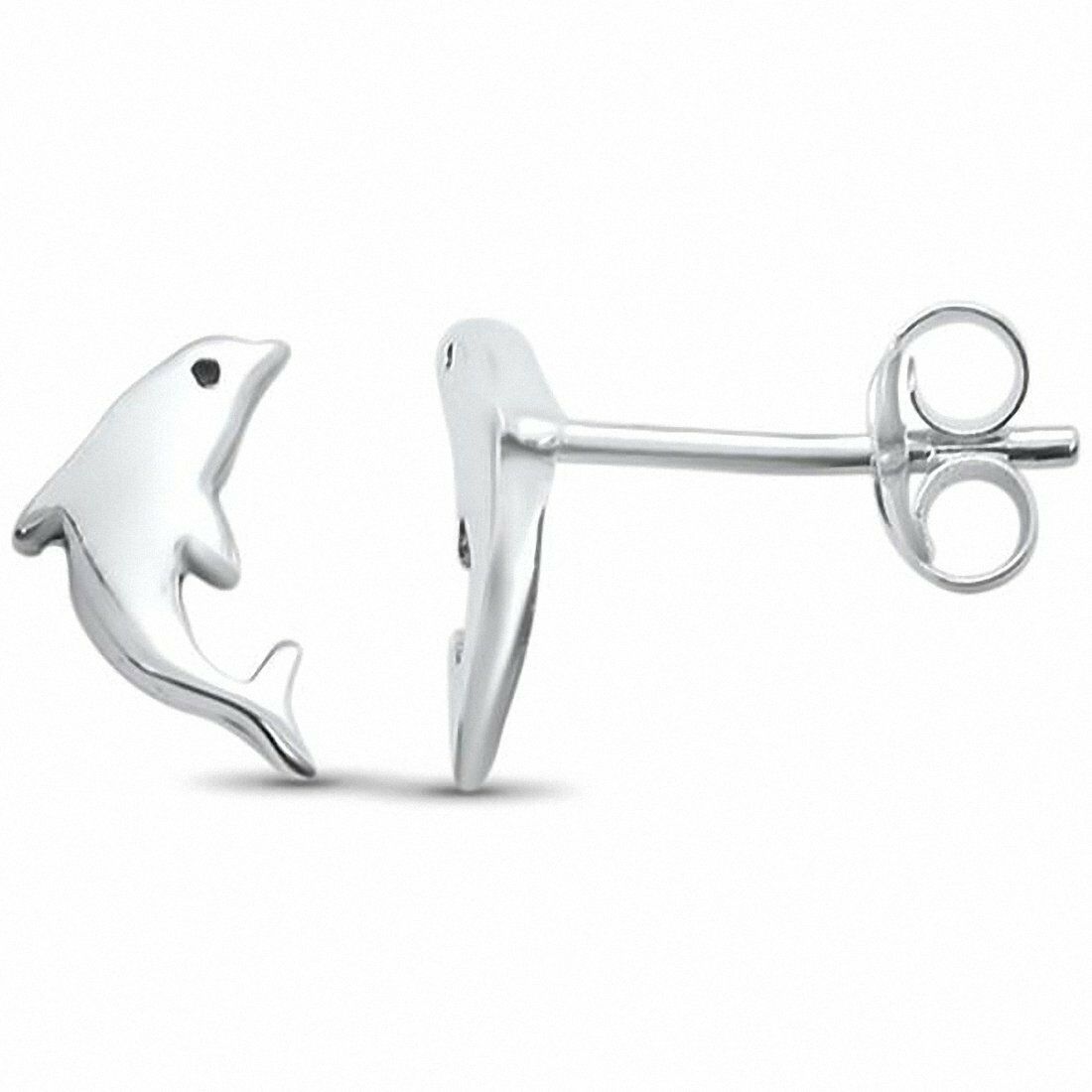 

Plain Dolphin Stud Earrings 925 Sterling Silver Choose Color