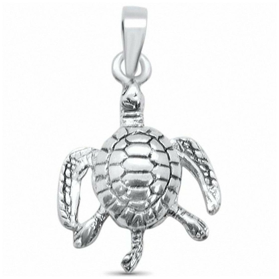 

Plain Turtle Pendant Charm 925 Sterling Silver Choose color
