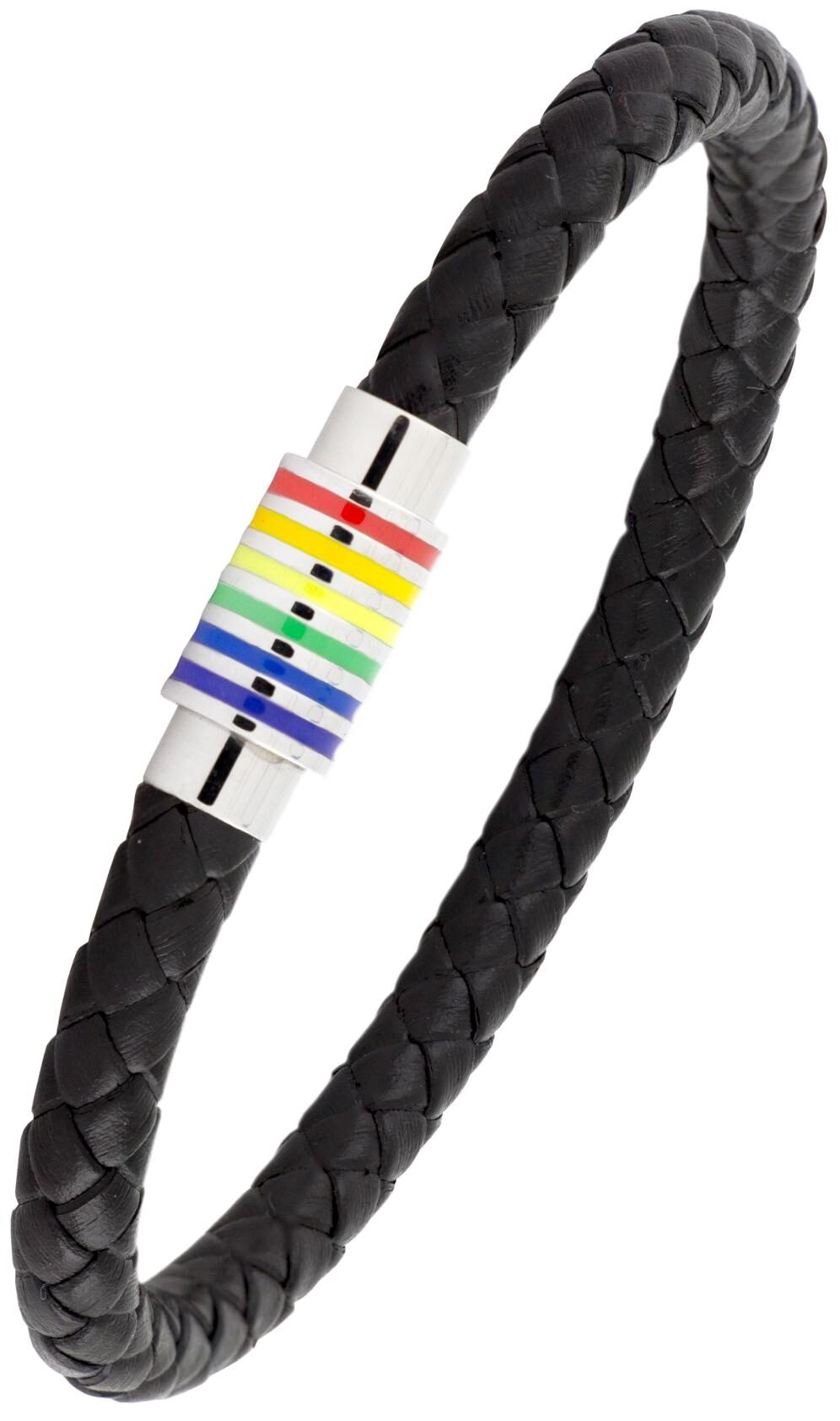 

Punk Rainbow High Quality Braided 100 Genuine Leather 316L Stainless Steel Wrist Band Bracelet Men