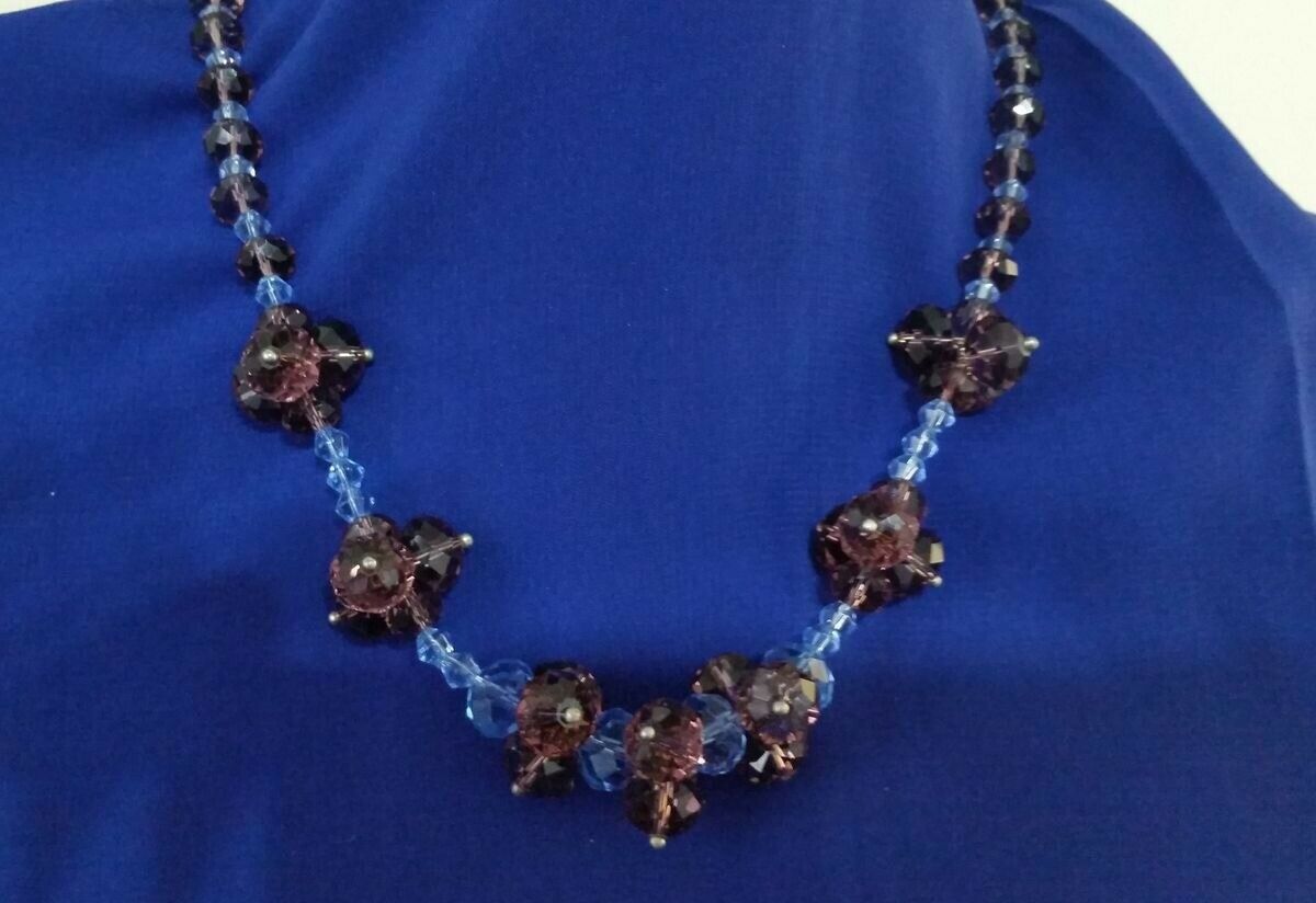

Purple Blue crystal Glass beads Necklaces X2-9 22