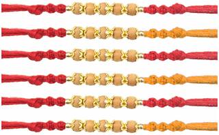 Purvani COMBO  6 Rakhi / Rakhi for Brother with Rakhi Card & Roli Chawal