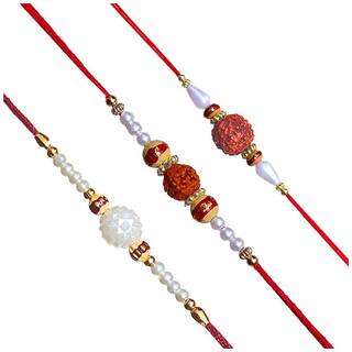 Purvani COMBO  3 Rakhi / Rakhi for Brother with Rakhi Card & Roli Chawal