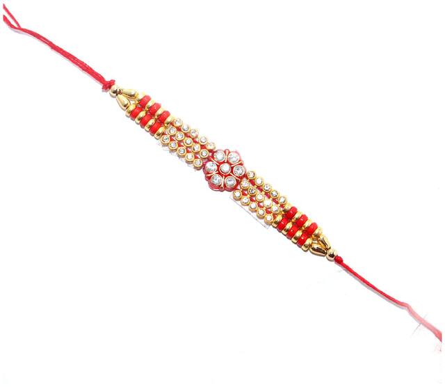 Purvani COMBO  1 Rakhi / Rakhi for Brother with Rakhi Card & Roli Chawal