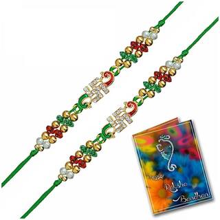 Purvani COMBO  2 Rakhi / Rakhi for Brother with Rakhi Card & Roli Chawal