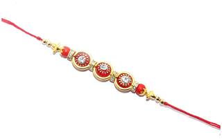 Purvani COMBO of  1 Rakhi /  Rakhi Gift for Brother with Rakhi Card & Roli Chawal / Pearl / Crystal rakhi