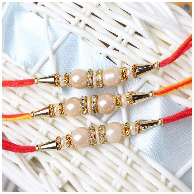 Purvani COMBO  3 Rakhi / Rakhi for Brother with Rakhi Card & Roli Chawal