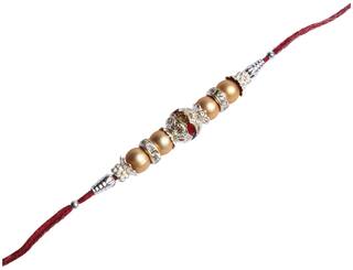 Purvani COMBO of  1 Rakhi /  Rakhi Gift for Brother with Rakhi Card & Roli Chawal / Pearl / Crystal rakhi