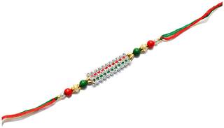 Purvani COMBO  1 Rakhi / Rakhi for Brother with Rakhi Card & Roli Chawal