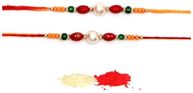 Purvani COMBO  2 Rakhi / Rakhi for Brother with Rakhi Card & Roli Chawal