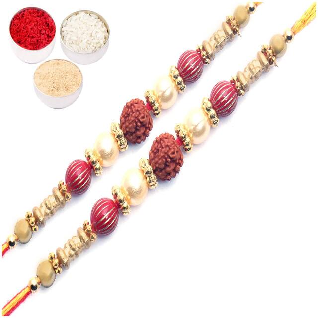 Purvani COMBO  2 Rakhi / Rakhi for Brother with Rakhi Card & Roli Chawal