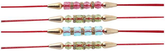 Purvani COMBO  4 Rakhi / Rakhi for Brother with Rakhi Card & Roli Chawal