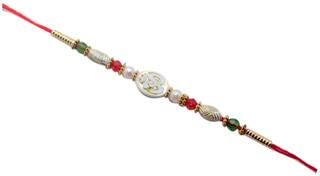 Purvani COMBO of  1 Rakhi /  Rakhi Gift for Brother with Rakhi Card & Roli Chawal / Pearl / Crystal rakhi