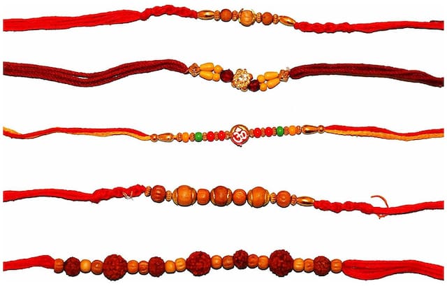 Purvani COMBO  5 Rakhi / Rakhi for Brother with Rakhi Card & Roli Chawal