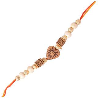 Purvani COMBO of  1 Rakhi /  Rakhi Gift for Brother with Rakhi Card & Roli Chawal / Pearl / Crystal rakhi
