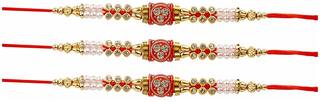 Purvani COMBO  3 Rakhi / Rakhi for Brother with Rakhi Card & Roli Chawal