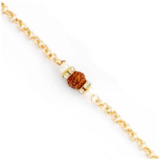 Purvani Designer set of 1 Pearl / Rudraksh / OM / Swastik / Crystal / Ganesha / Beads / Rakhi for Men  / Boys / Brother, Rakhi Card with Roli Chawal