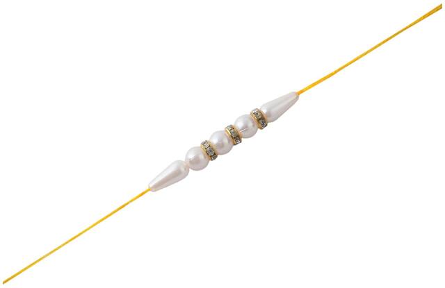 Purvani Designer set of 1 Pearl / Rudraksh / OM / Swastik / Crystal / Ganesha / Beads / Rakhi for Men  / Boys / Brother, Rakhi Card with Roli Chawal